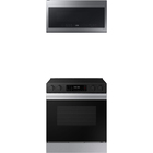 Samsung Bespoke 6.3 CuFt Smart Slide-In Electric Range with 1.7 CuFt 1000 Watt Over-The-Range Microwave in Stainless Steel