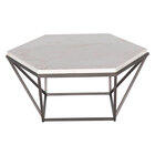Steve Silver Corvus Coffee White Marble Top Hexagon Cocktail Table