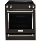 KitchenAid 30" 6.4 Cu. Ft. Five Element Electric Slide-In Convection Range - Black Stainless Steel