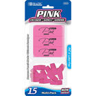 BAZIC 15-Pack Pink Eraser Sets