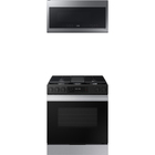 Samsung Bespoke 6.0 CuFt Smart Slide-In Gas Range with 2.1 CuFt 1000 Watt Over-The-Range Microwave in Stainless Steel