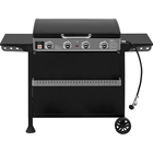 Royal Gourmet 4-Burner Gas Griddle with Hood - Portable Outdoor Flat Top Grill