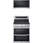 LG 7.3 CuFt Smart Electric Double Oven Freestanding Range with 1.7 CuFt Smart 1650 Wattage Over-the-Range Microwave in Stainless Steel