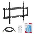 Vidao 40"-120" Flat Panel Fixed TV Wall Mount with 12' High-Speed HDMI Cable, 6 Outlet Surge Protector and Screen Cleaning Kit