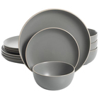 Gibson Rockaway 12-Piece Dinnerware Set - Matte Gray