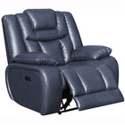 Global Furniture Apex Navy Leather Power Recliner with Power Headrest
