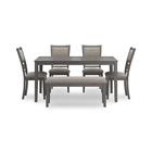 Signature Design by Ashley Wrenning Dining Table, 4 Chairs and Bench (Set of 6) - Light Gray