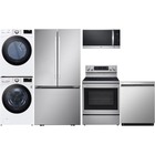 LG 6-Piece Stainless Steel Complete Kitchen & White Laundry Package