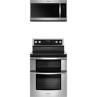 Whirlpool 6.7 CuFt Electric Double Range with 1.7 CuFt 1000 Watt Over-the-Range Microwave in Stainless Steel