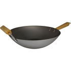 IMUSA 14″ Non-Coated Wok with Wood Handle - Silver