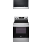 LG 6.3 CuFt Smart Electric Double Oven Freestanding Range with 2.1 CuFt Smart 1650 Wattage Over-the-Range Microwave in Stainless Steel