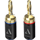 Austere V Series Banana Adapters 2-Pair \\ Pure Gold Shield to Prevent Copper Wire Oxidation, High-Performance Adapters with SecureLatch & Twist-By-Hand Design