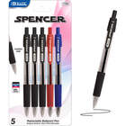 BAZIC 5-Pack Spencer Assorted Color Retractable Pen with Cushion Grip