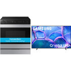Samsung 6.3 CuFt Bespoke Smart Slide-In Electric Range with 55" Crystal UHD U7900F 4K Smart TV