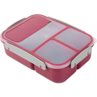 Image of product - 77 oz Thyme Large Stackable Bento Style Lunch Box in Burgundy with Spoon and Fork