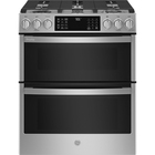 GE 30" 6.7 Cu. Ft. Smart Slide-In Convection Gas Double Oven - Stainless Steel