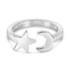 Mi Tesoro Star Moon Ring in Platinum Plated Stainless Steel - Size 8