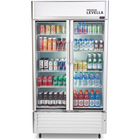 Premium Levella 16.0 CuFt Commercial Display Refrigerator 2-Glass Door Merchandiser in Silver with 8 Adjustable Wire Shelves