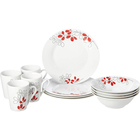 Gibson Scarlet Leaves 12-Piece Dinnerware Set For 4