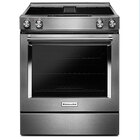 KitchenAid 30" 4-Element Electric Downdraft Slide-In Range - Stainless Steel