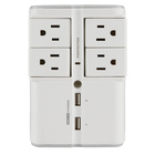 Sanus On-Wall Surge Protector with 4 Rotating Outlets and 2 USB Ports - White