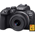 Image of product - EOS R10 Digital SLR Mirrorless Camera with RF-S 18-45mm Lens and 128GB CL10 SDXC Memory Card