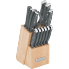 Farberware 15-Piece Triple Riveted Cutlery Set - Gray and Silver with Natural Block