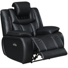 Global Furniture Apex Black Leather Power Recliner with Power Headrest