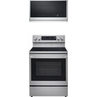 LG 6.3 CuFt Smart Freestanding EasyClean® Electric Range with 2.1 CuFt Smart 1050 Wattage Over-the-Range Microwave Oven in Stainless Steel