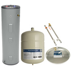GE 40 Gallon 5,500 Watt Tall Electric Water Heater with 2.1 Gal Water Expansion Tank with Water Heater Hoses and Drip Pan