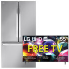 LG 27 Cu. Ft Smart Counter-Depth MAX™ French Door Refrigerator with a 55" Class UHD AI UA7050 4K Smart TV