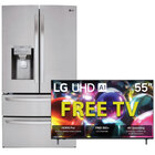 LG 28 Cu. Ft 4 Door French Door Refrigerator with a 55" Class UHD AI UA7050 4K Smart TV