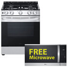 LG 5.8 Cu. Ft Gas Slide-in Range and a 1.8 Cu. Ft. 1000 Wattage Over-the-Range Microwave