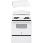 GE 5.0 CuFt Freestanding Electric Coil Range with 30'' 160 CFM Standard Range Hood in White