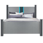 Global Furniture Logan Silver King Bed with LED & Speakers