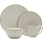 Mikasa Juliana Cream 16-Piece Dinnerware Set - Stoneware Speckle with Metallic Rim