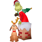 Image of product - Christmas Airblown Inflatable Grinch in Chimney with Max Scene