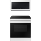 Samsung BESPOKE 6.3 CuFt Smart Slide-In Induction Range with 2.1 CuFt Smart 1000W Over-the-Range Microwave in White Glass