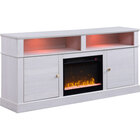 LILOLA HOME Lucifer 70" TV Stand with Fireplace - White Walnut