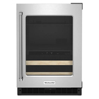 KitchenAid 24" Undercounter 14-Bottle Dual Zone Beverage Center with Glass Door and Wood-Front Racks - Stainless Steel