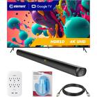 Element Electronics 70" 4K UHD HDR Frameless Google TV with 2.0 Channel Roku TV Ready™ Soundbar, 6 Outlet Surge Protector with USB Charging Ports, 12-ft High Speed HDMI Cable with Ethernet, & Screen Cleaning Kit