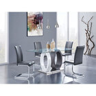 Global Furniture Monza Glass Top Contemporary Dining Table with 4 Gray Dining Chairs
