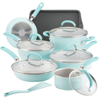 Rachael Ray 13-Piece Aluminum Nonstick Cookware Set - Light Blue Shimmer