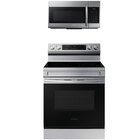 Samsung 6.3 Cu. Ft. Smart Freestanding 5-Burner Electric Range with 1.7 Cu. Ft. 1000 Watt Over-the-Range Microwave - Stainless Steel