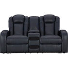 Signature Design by Ashley Axil Dual Power Reclining Loveseat with Audio Console - Sapphire
