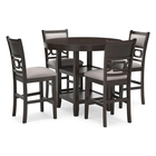 Signature Design by Ashley Langwest Round Counter Height Dining Table and 4 Chairs Set - Cherry Brown