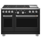 Cafe 8.25 Cu. Ft Smart Slide-In 6-Burner Commercial Dual-Fuel Gas Range with Griddle - Matte Black