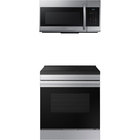 Samsung Bespoke 6.3 CuFt Smart Slide-In Induction Range with 1.7 CuFt 1000 Watt Over-The-Range Microwave in Stainless Steel