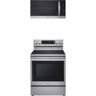 LG 6.3 CuFt Electric Freestanding Range with 1.7 CuFt Smart 1000 Wattage Over-the-Range Microwave Oven in Stainless Steel 