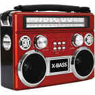 SuperSonic Portable AM/FM/SW Radio with Bluetooth and Built-In Flashlight - Red